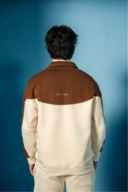 Cream and Brown Fleece Jacket Matching Set (Unisex)