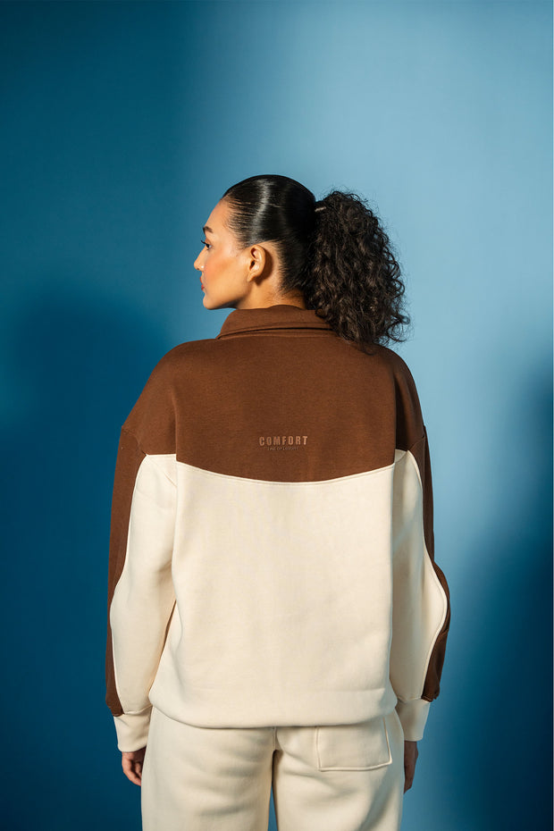 Cream and Brown Fleece Jacket