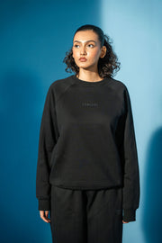 Black Panel Crewneck Sweatshirt Matching Set (Unisex)