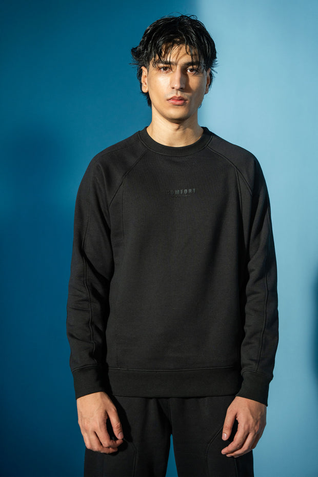 Black Panel Crewneck Sweatshirt Matching Set (Unisex)